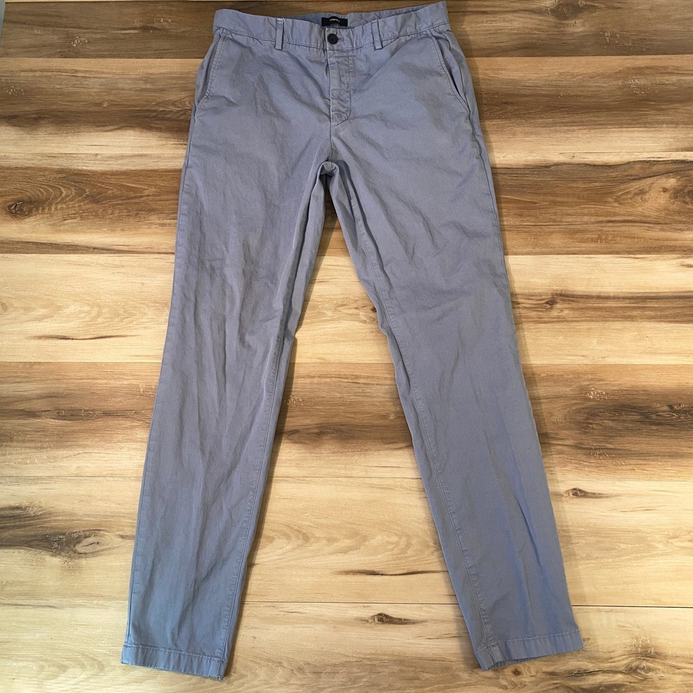 Theory Zaine Mens Slim Fit Chino Pants Blue Grey Size 33 x 32 Stretch‎ Cotton